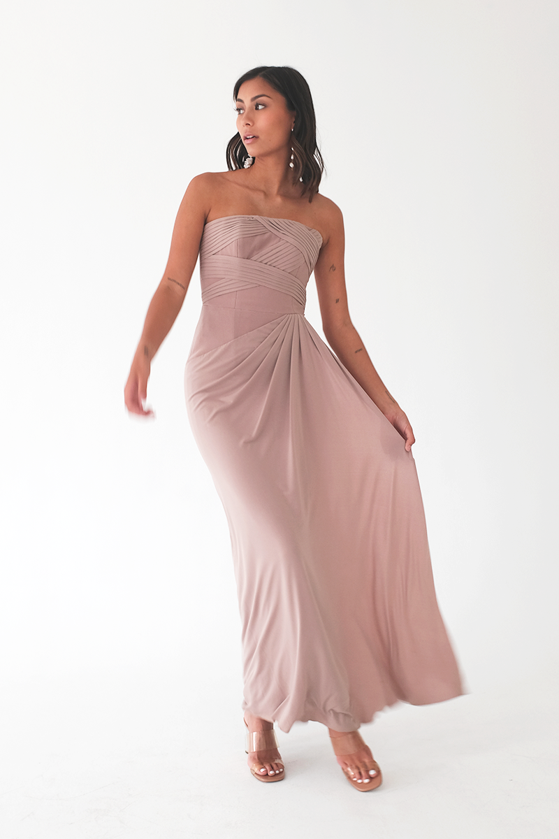 Nude Taupe Draped Dress