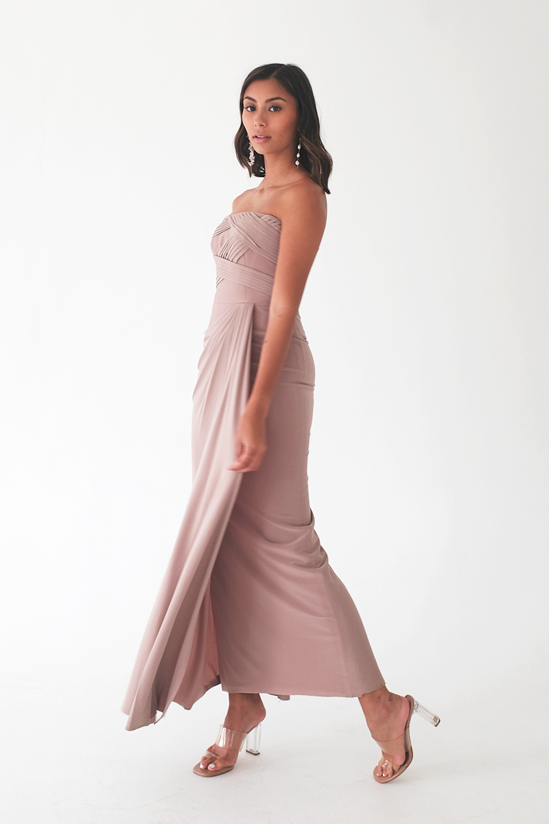 Nude Taupe Draped Dress