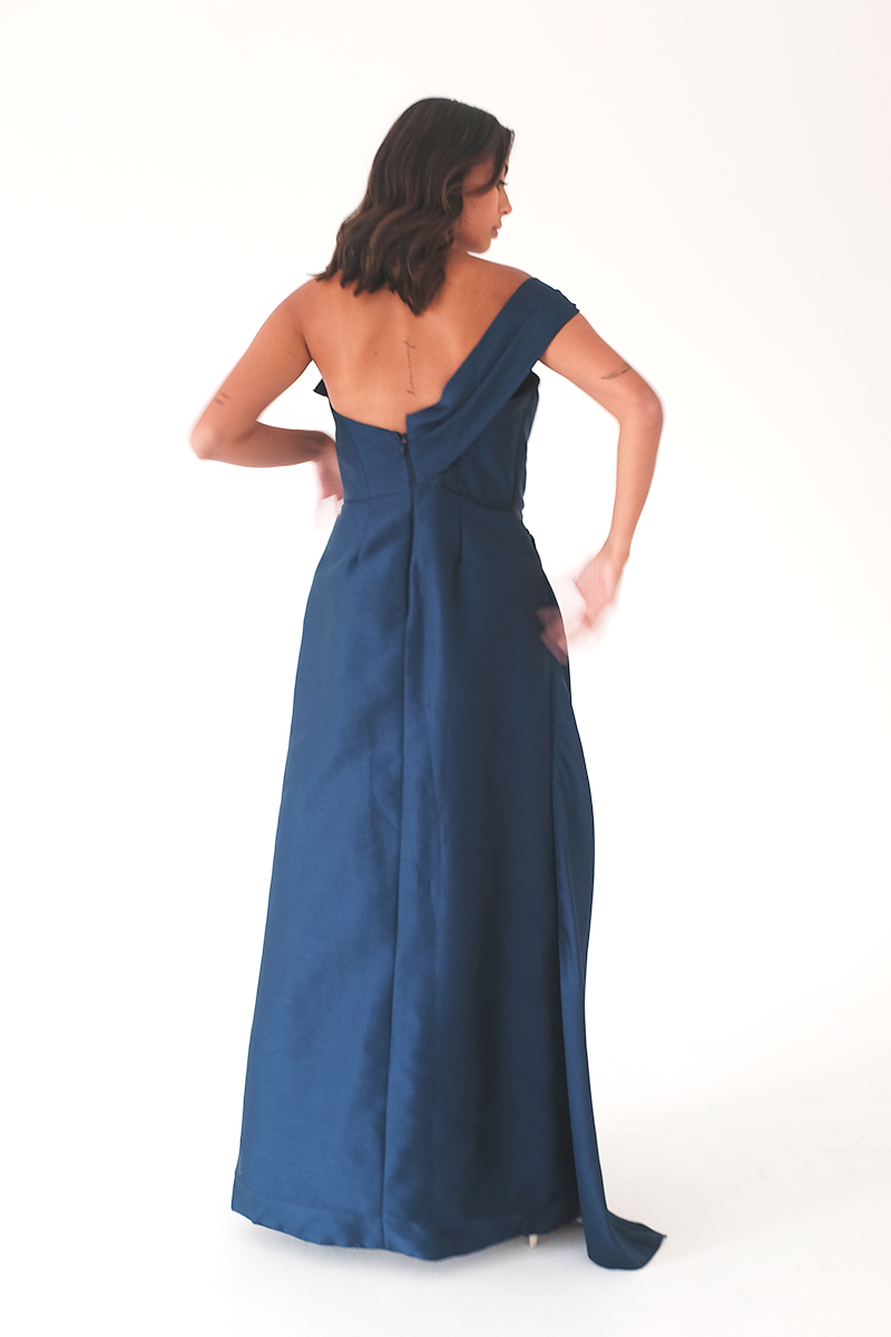 Navy Draped Gown