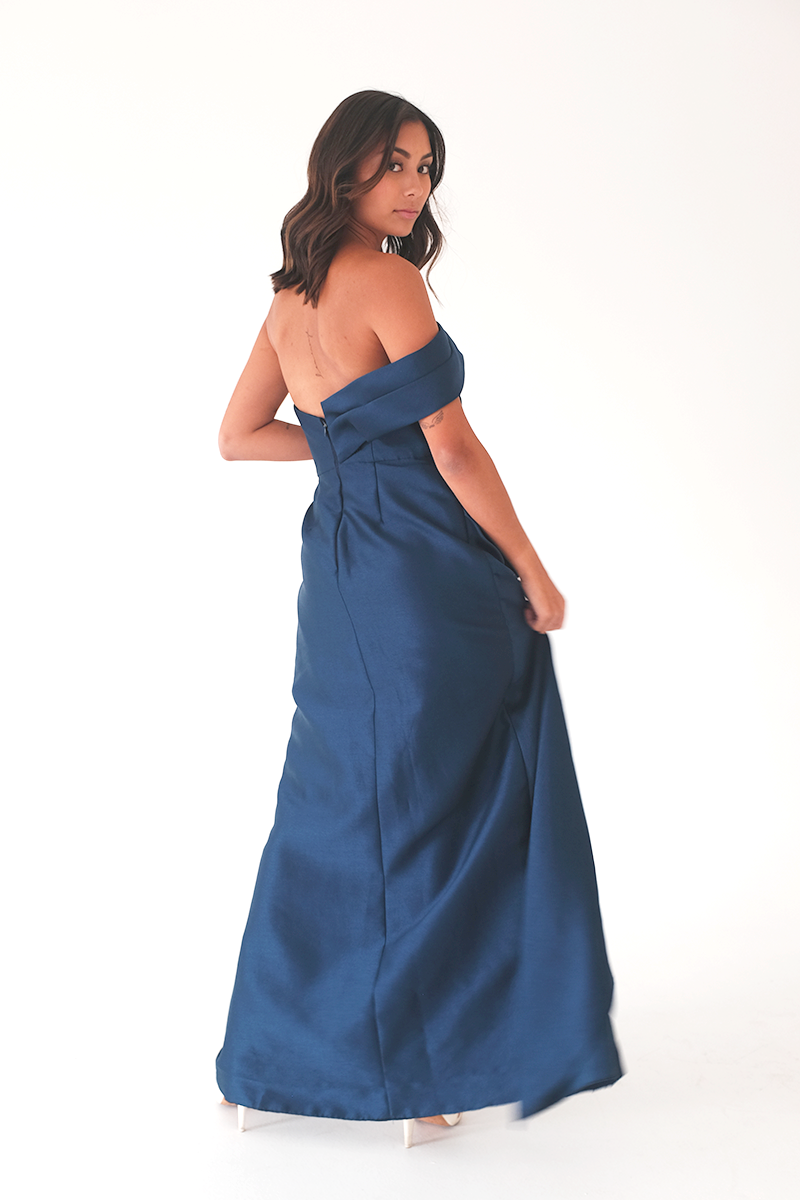 Navy Draped Gown