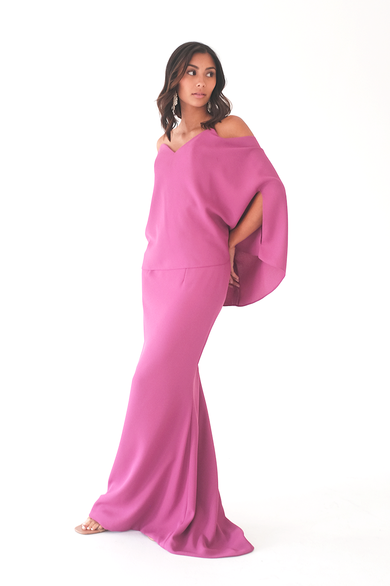 Two Piece Magenta Long Gown