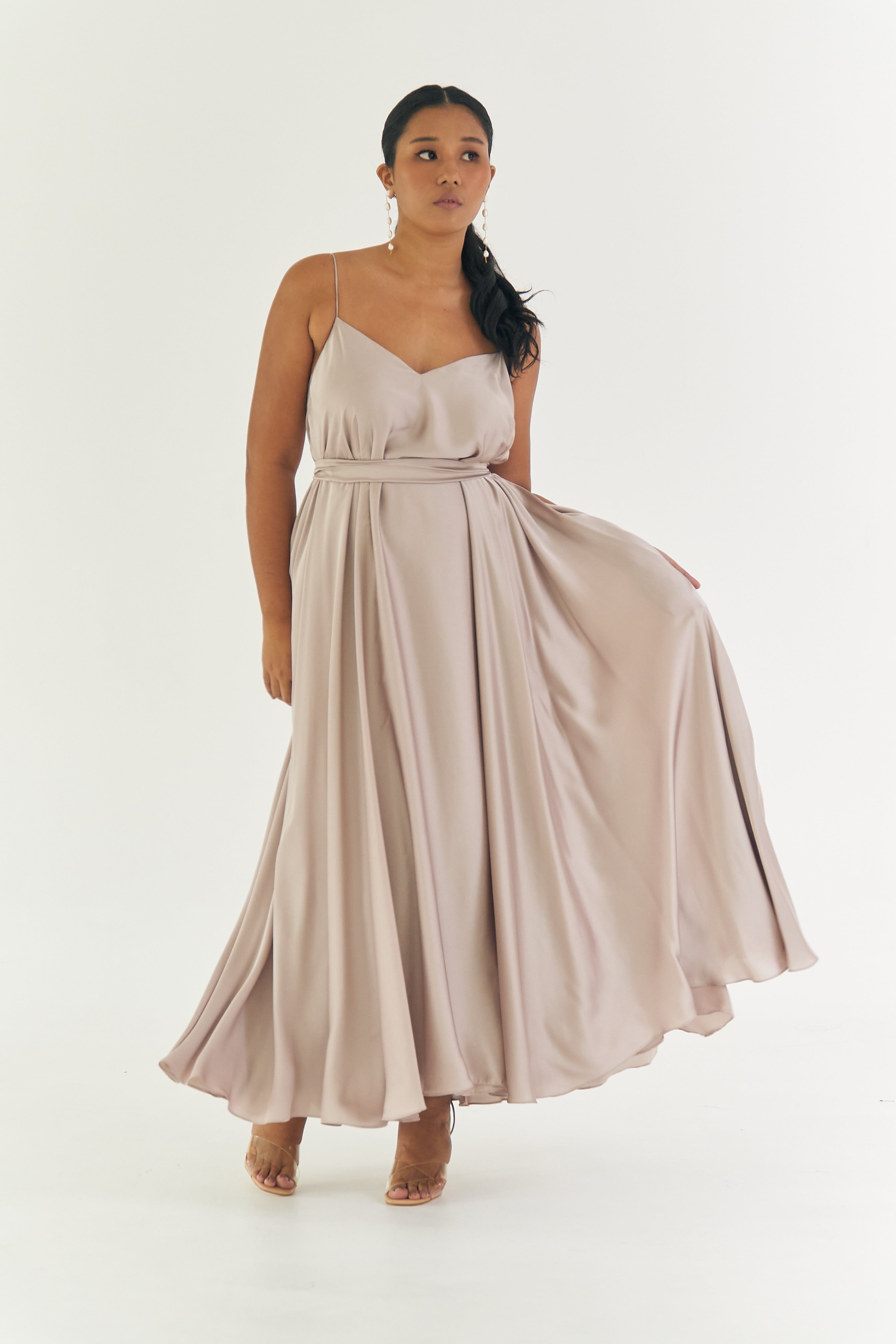 Champagne Tent Dress with Sash