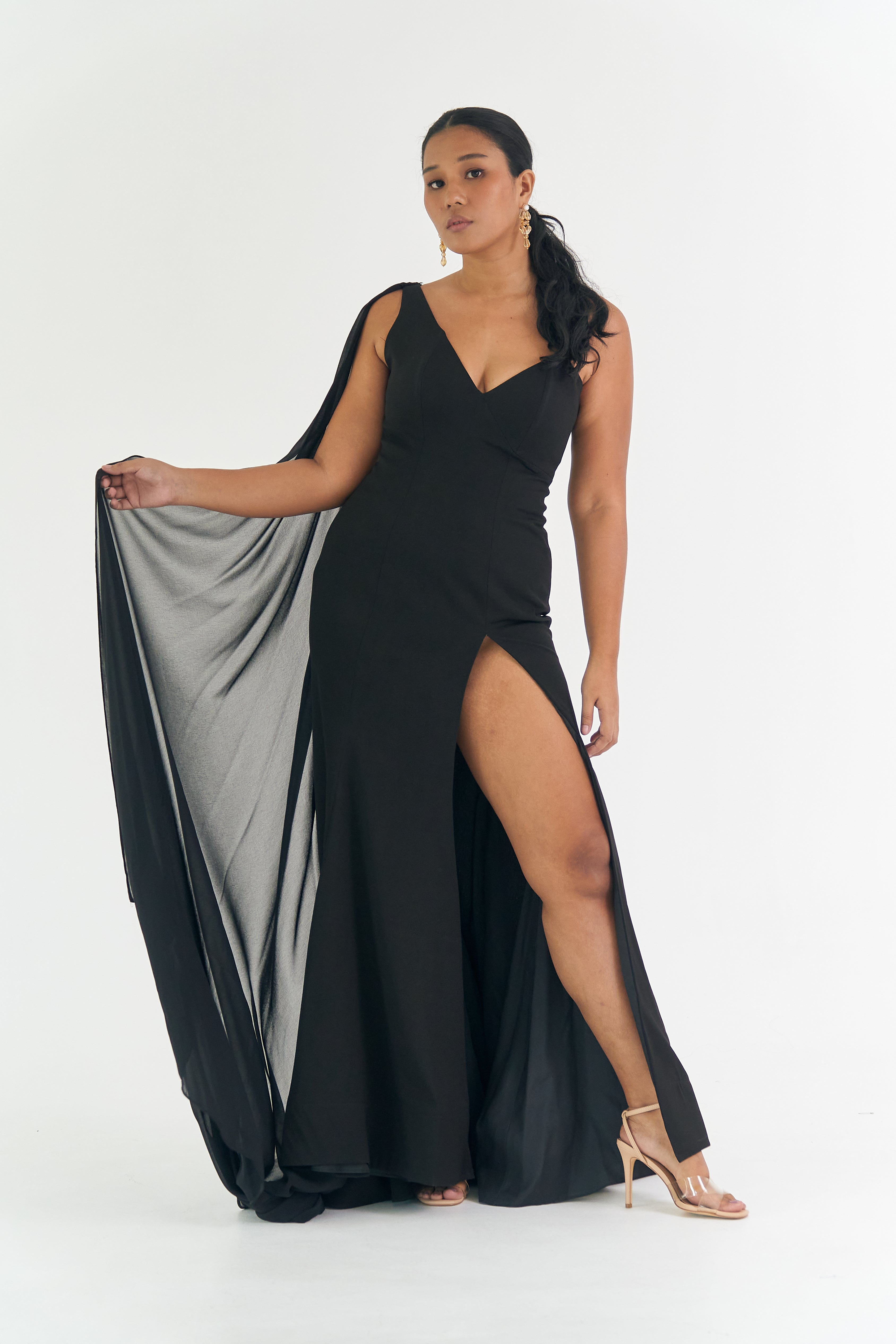 Black One Shoulder Gown