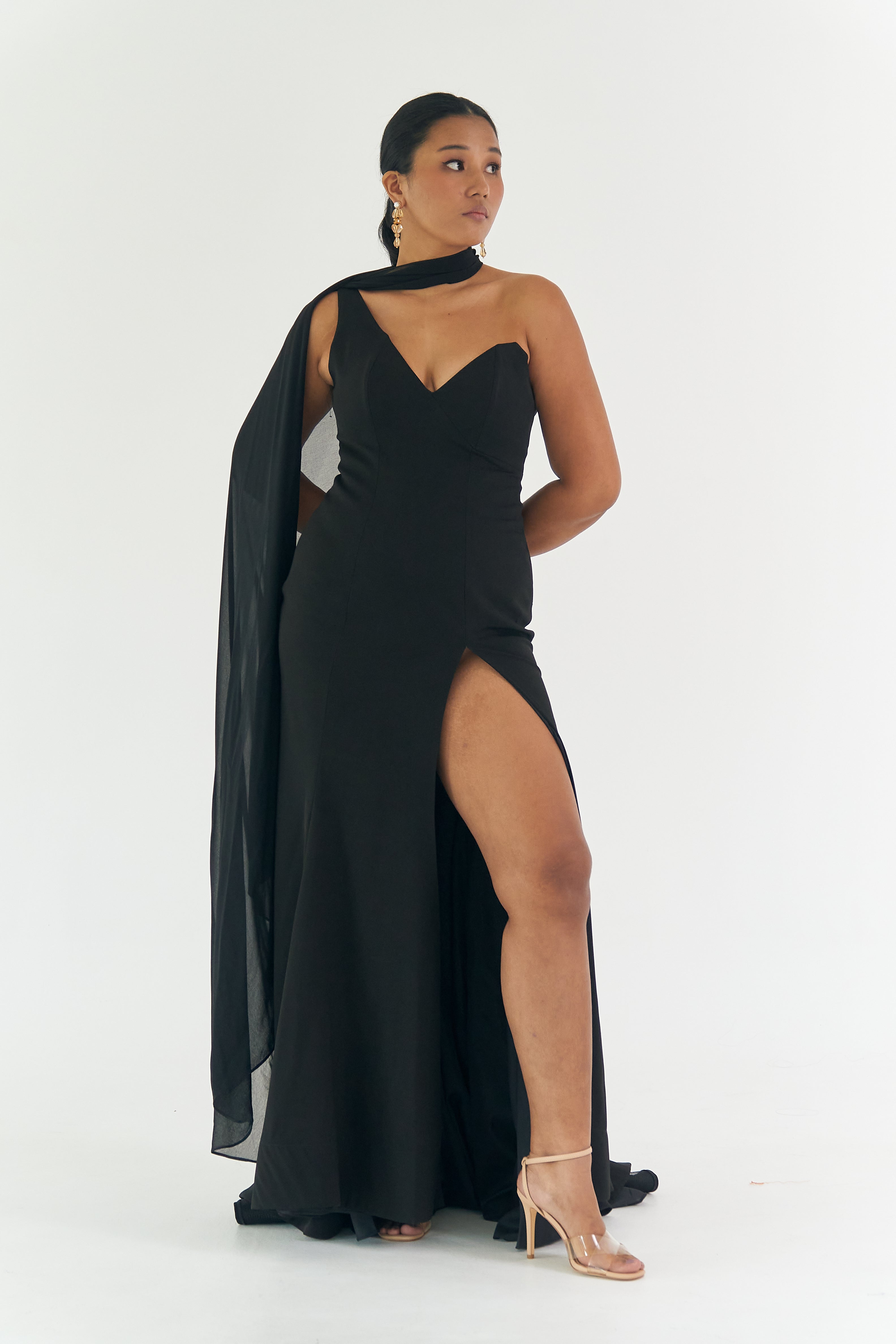 Black One Shoulder Gown