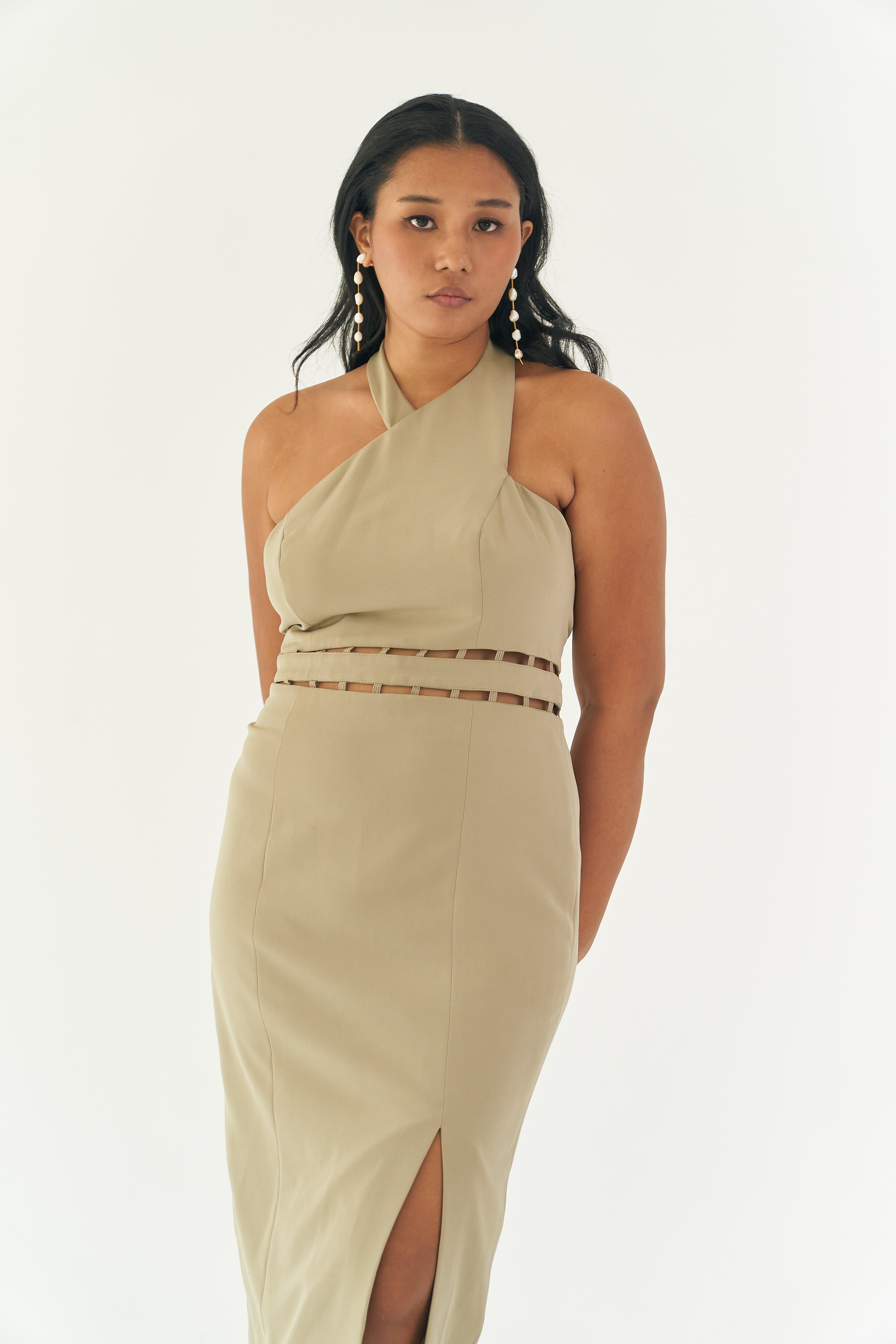 Sage Asymmetrical Cocktail Dress