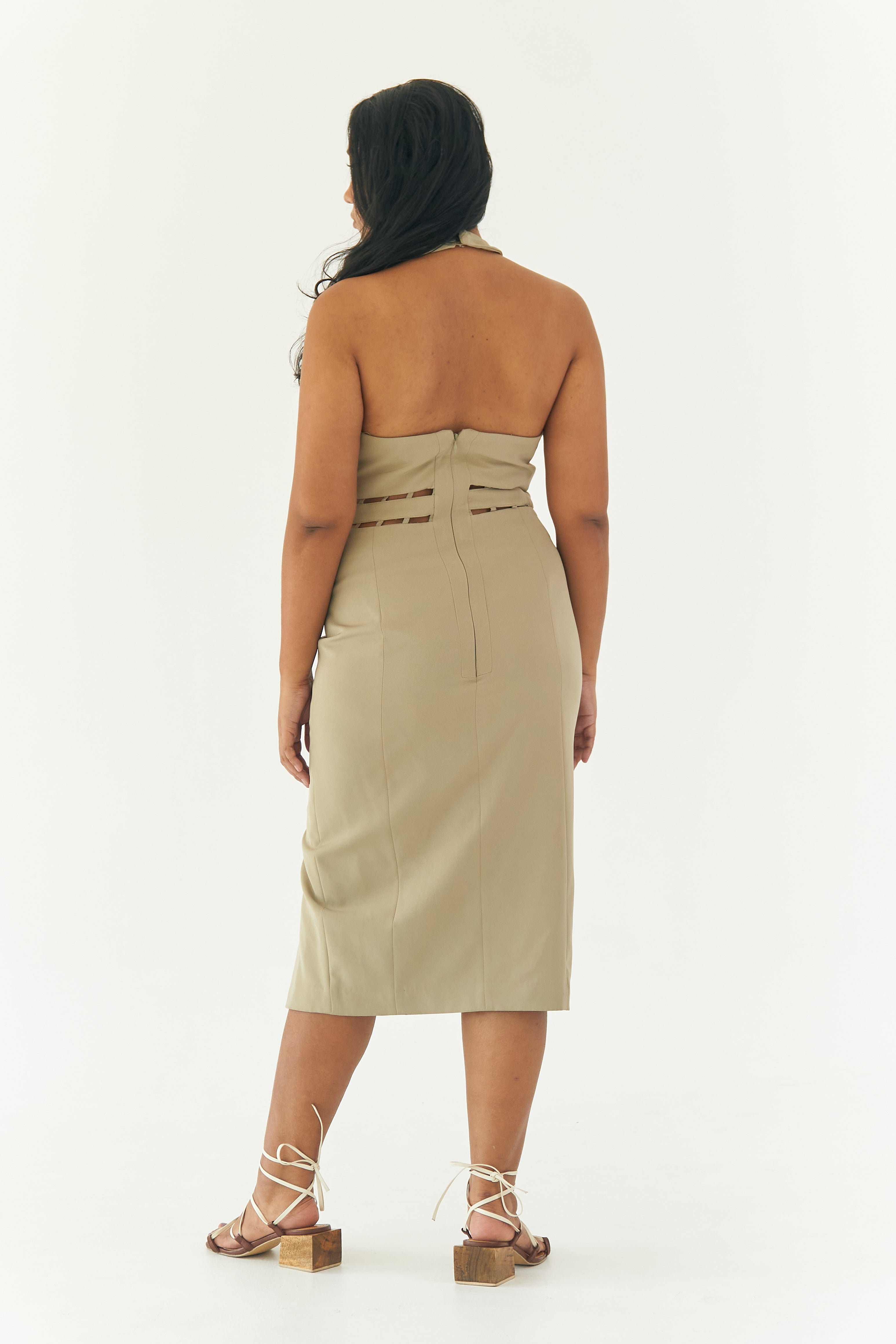 Sage Asymmetrical Cocktail Dress