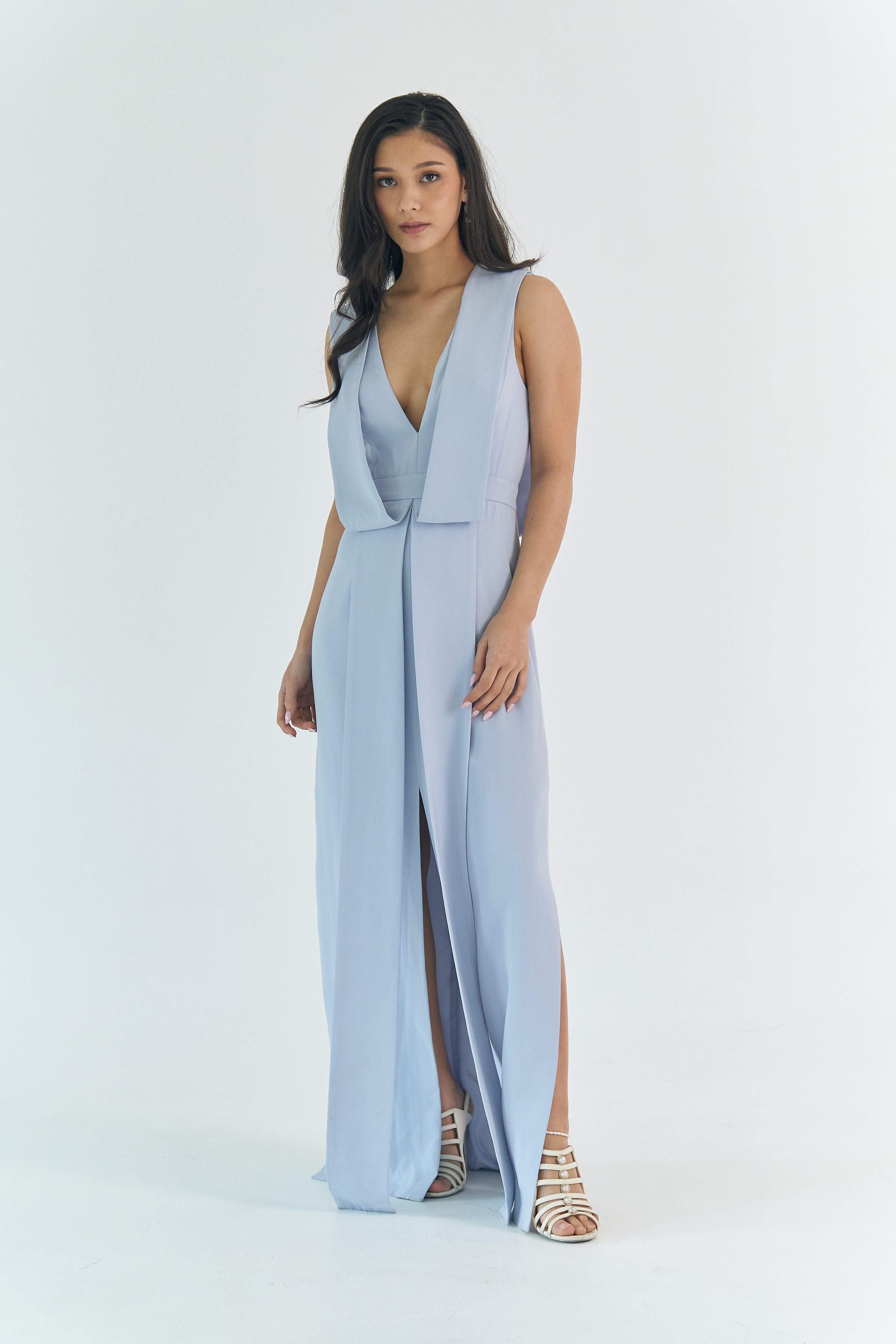 V Neck Paneled Gown