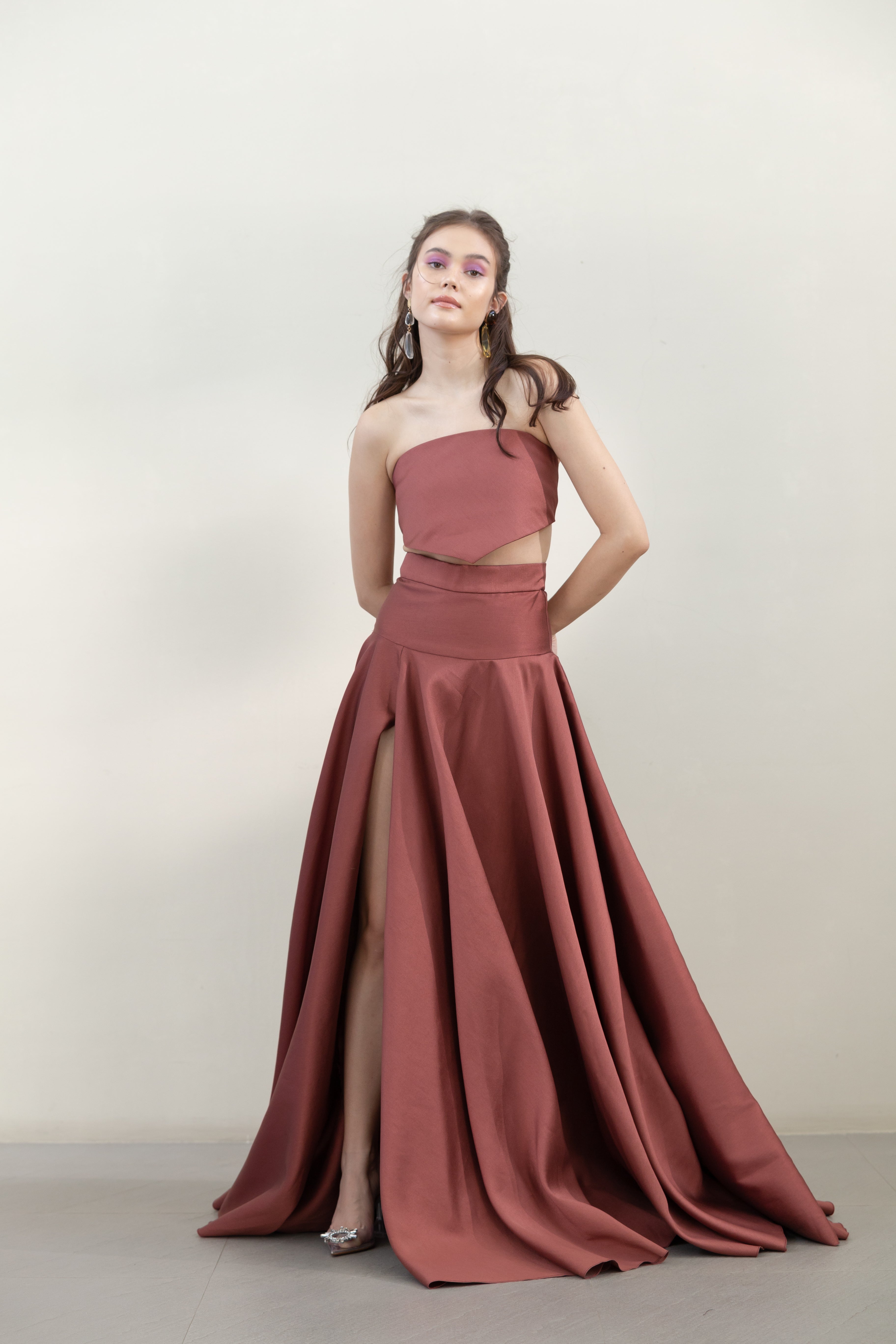 High Waist Ball Gown with Slit