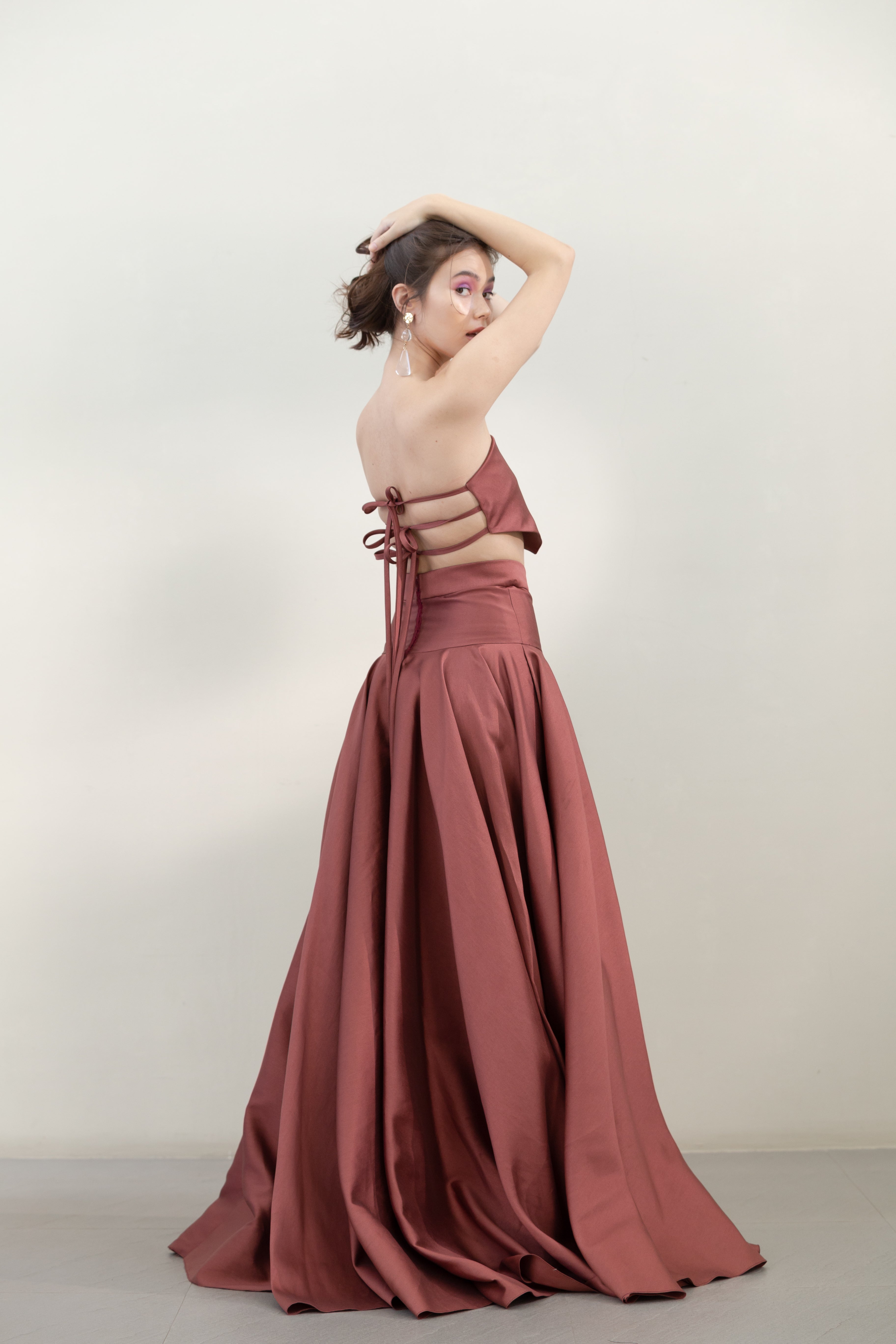 High Waist Ball Gown with Slit