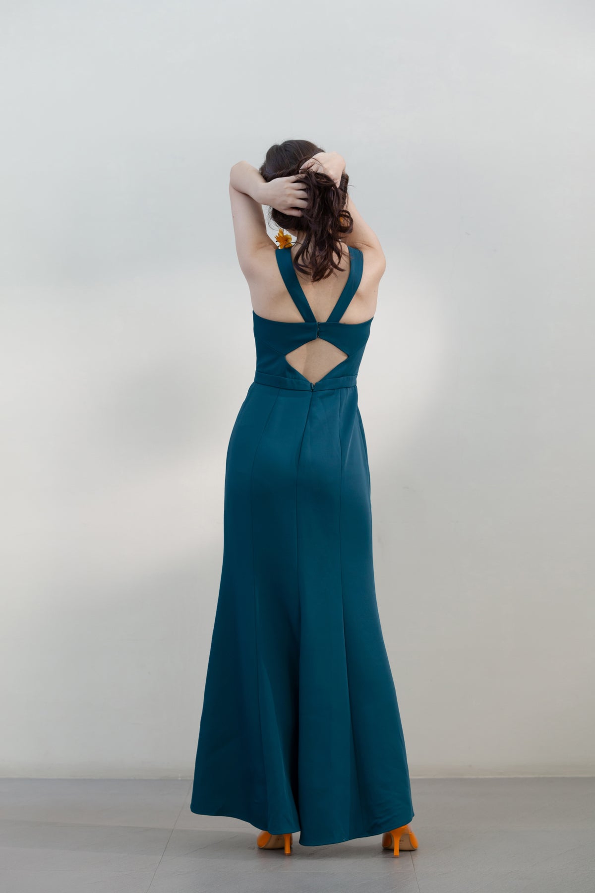 Teal V-Neck Dress | VESTIDO