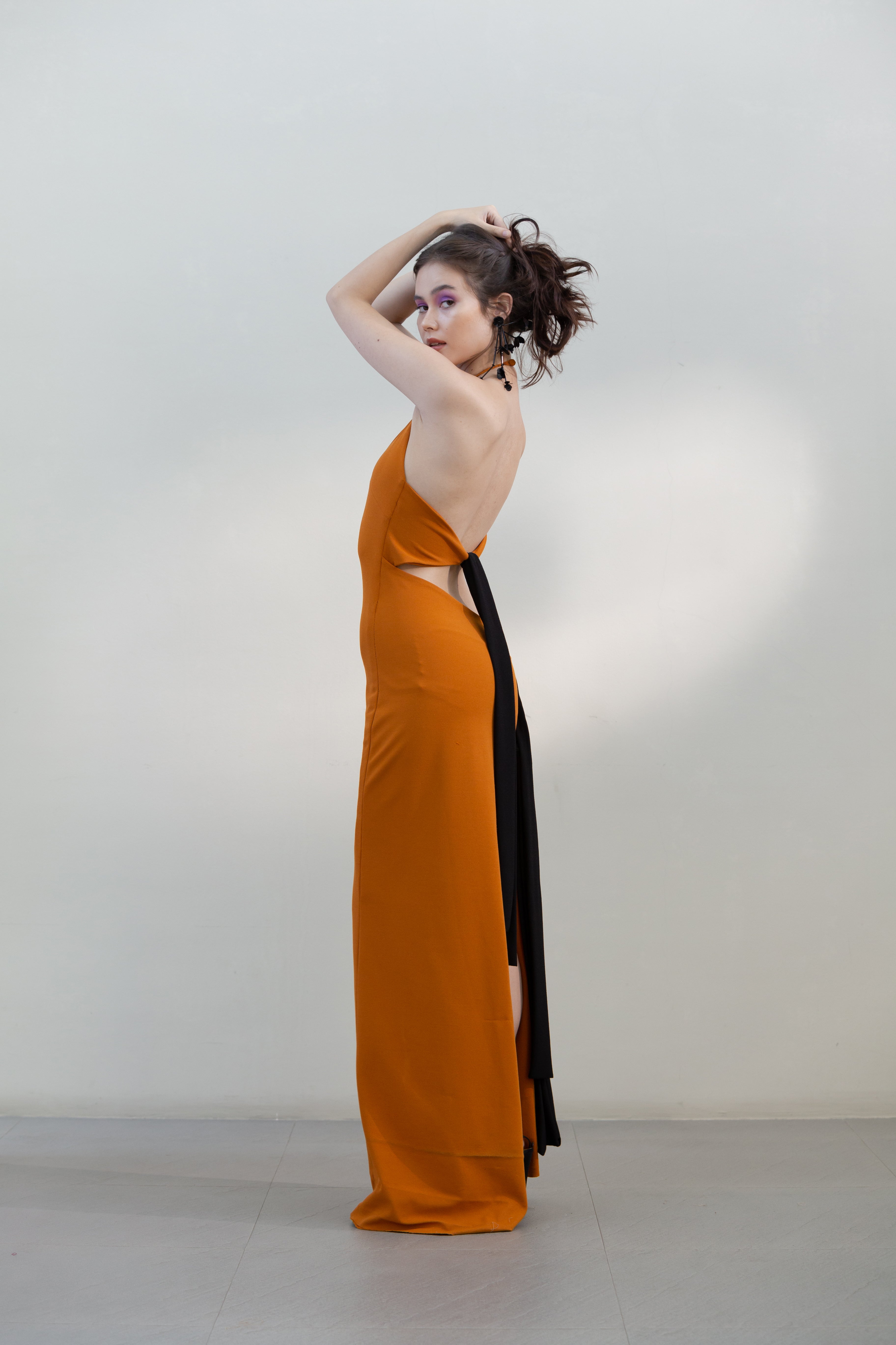 Halter Backless Gown with Fringe Detail