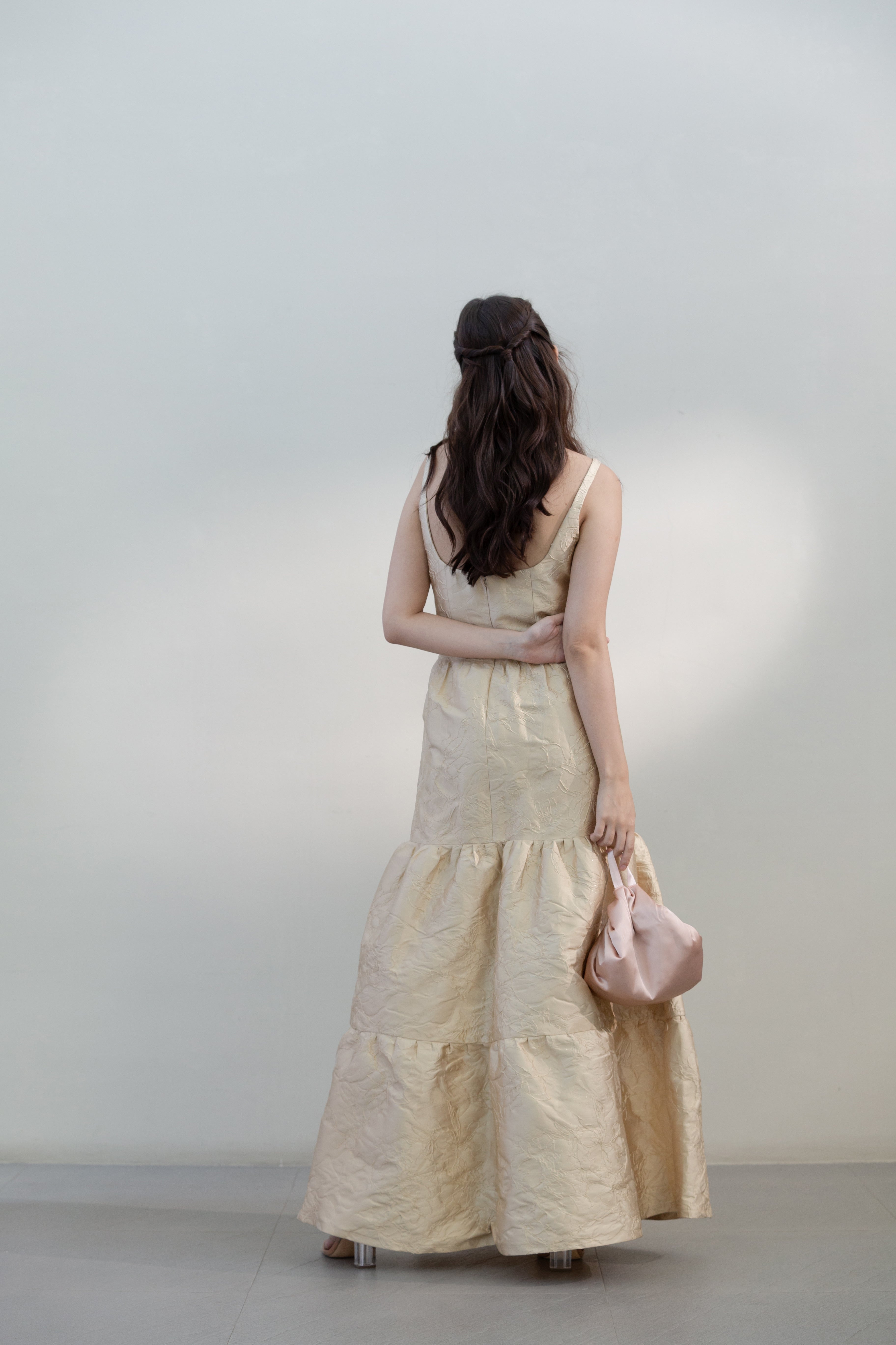 Tiered Brocade Gown