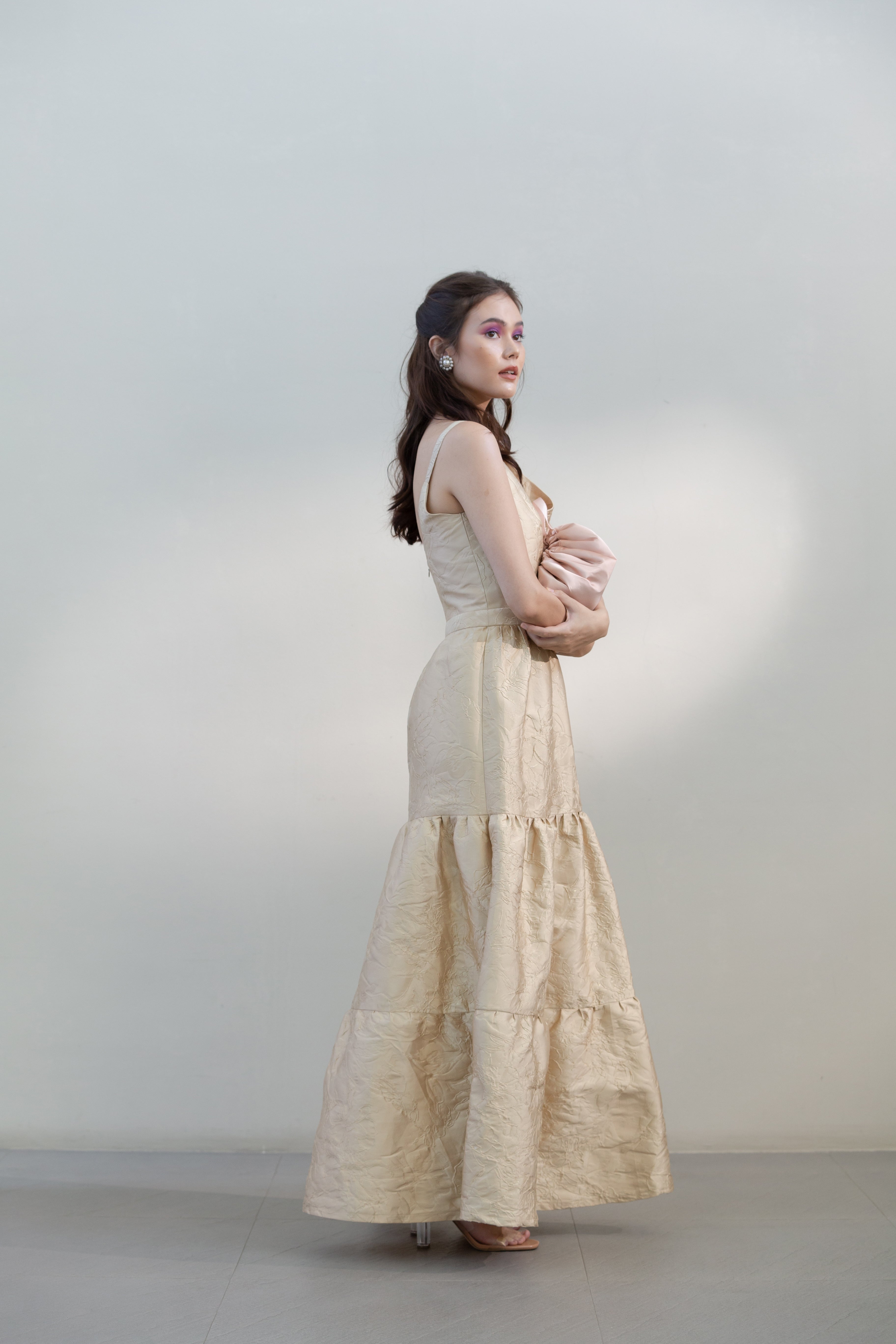 Tiered Brocade Gown