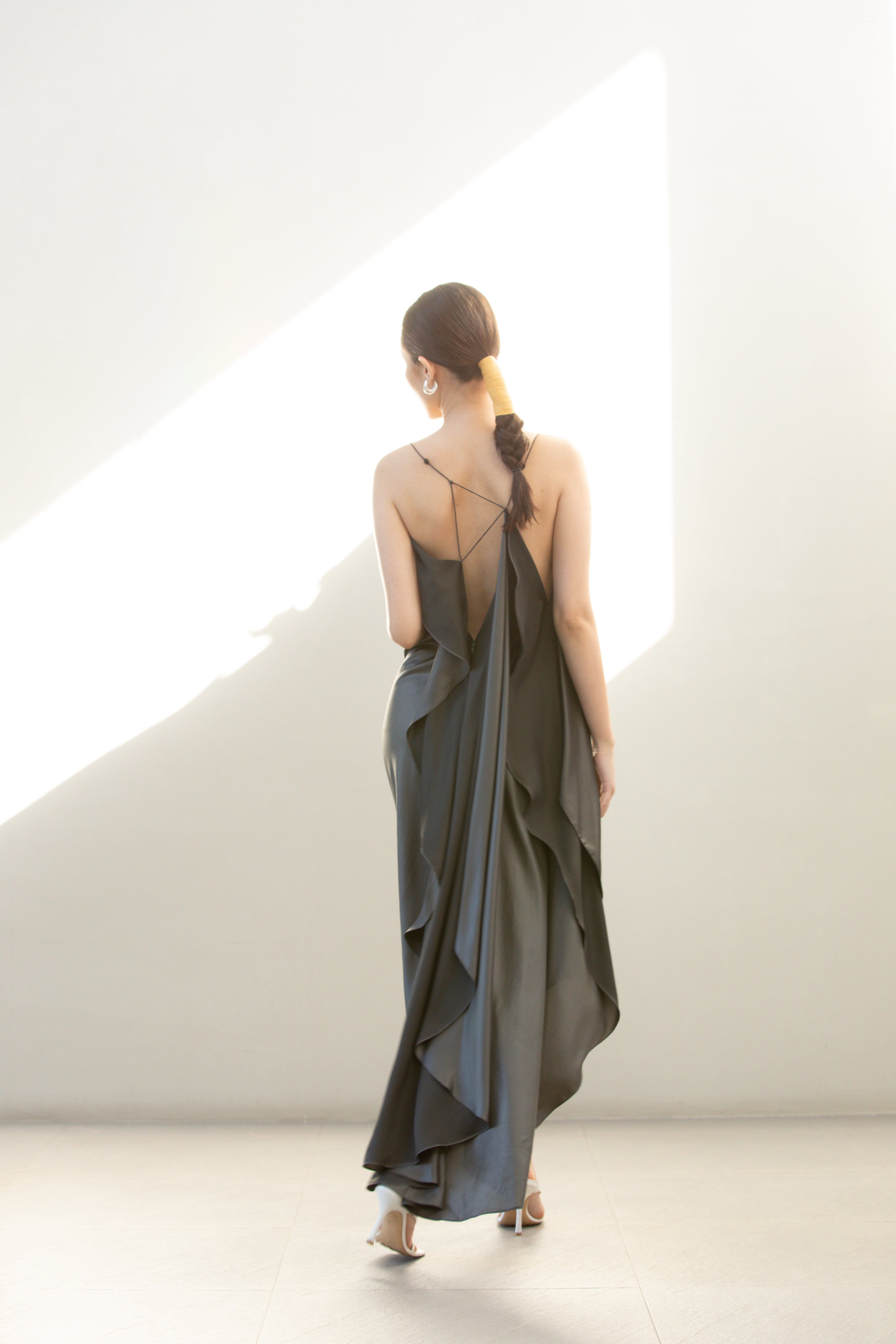 Silk Drape Backless Dress