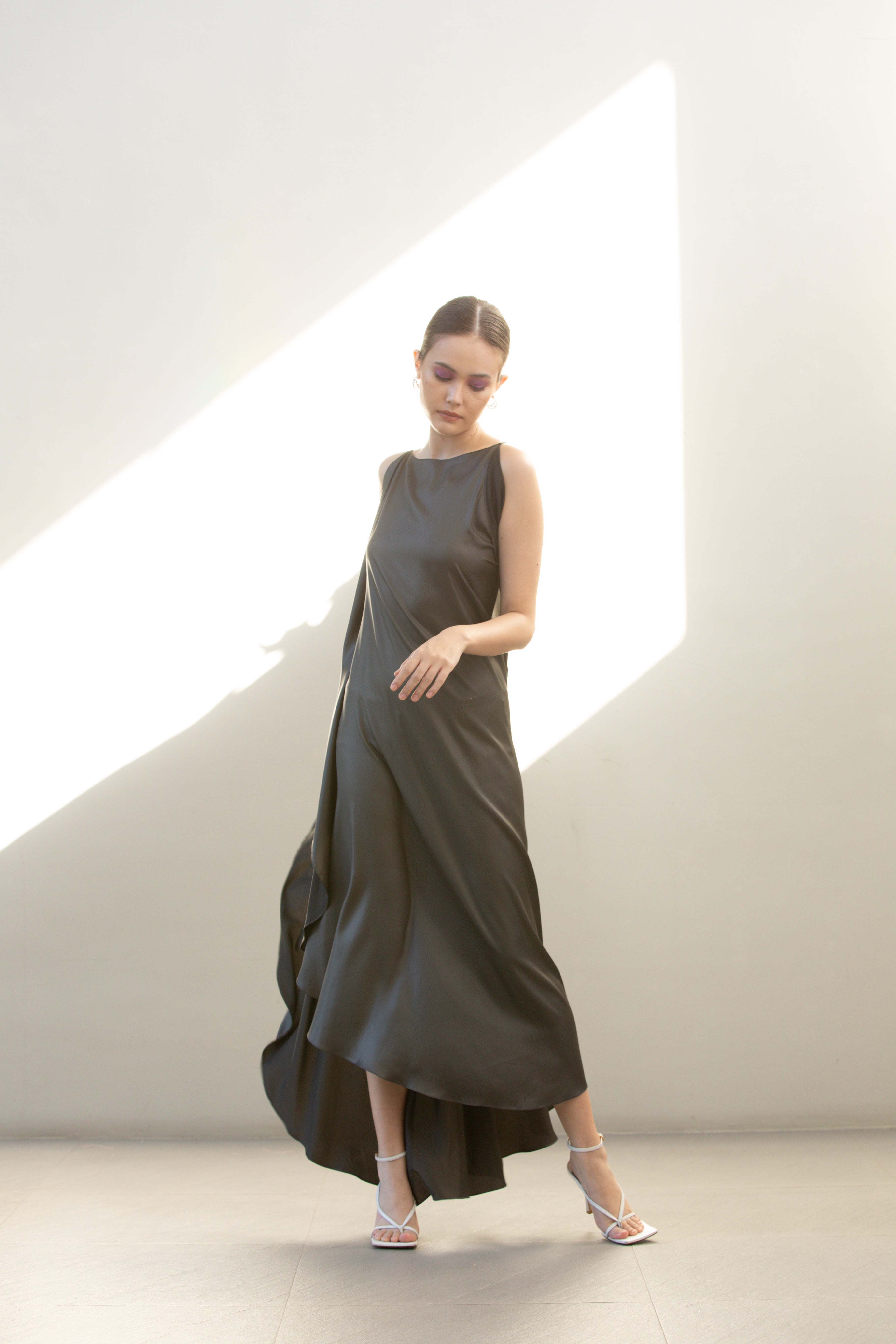 Silk Drape Backless Dress