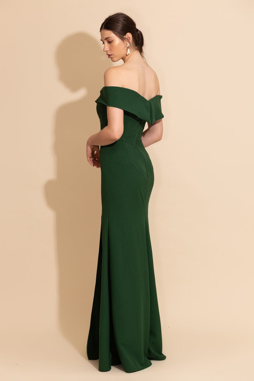 Crepe Off Shoulder Gown