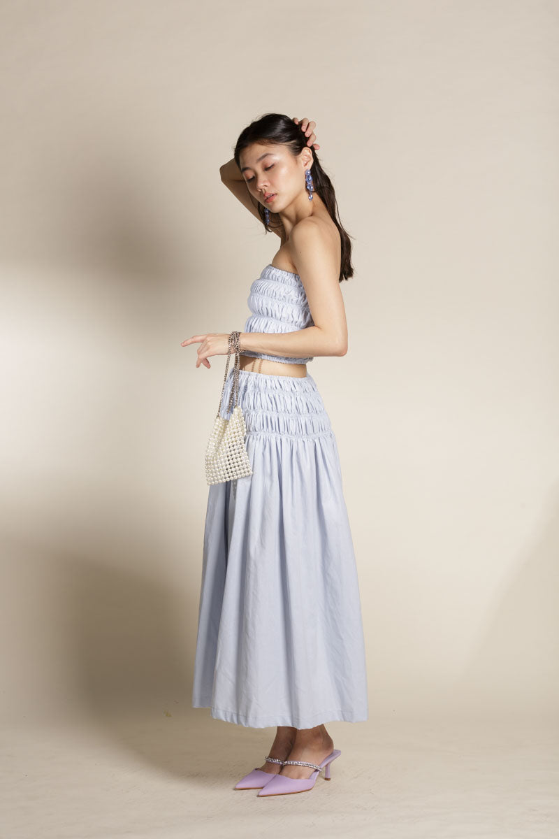 Light Blue Shirred Tube and Skirt Set