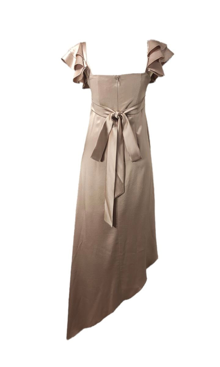 Blush Silk Asymmetrical Hem Midi Dress