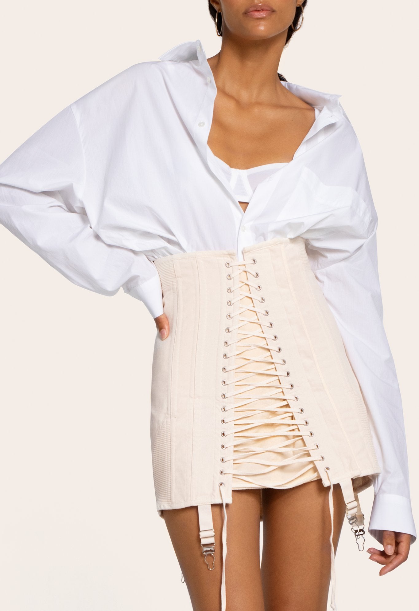 Lace-up Corset Style Mini Skirt