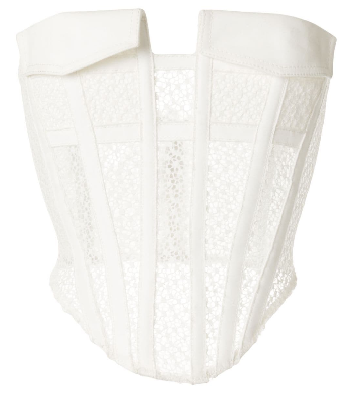 Lace Pocket Corset with Garter Tank in Ivory