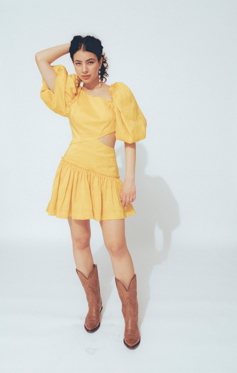 Yellow Cutout Mini Dress