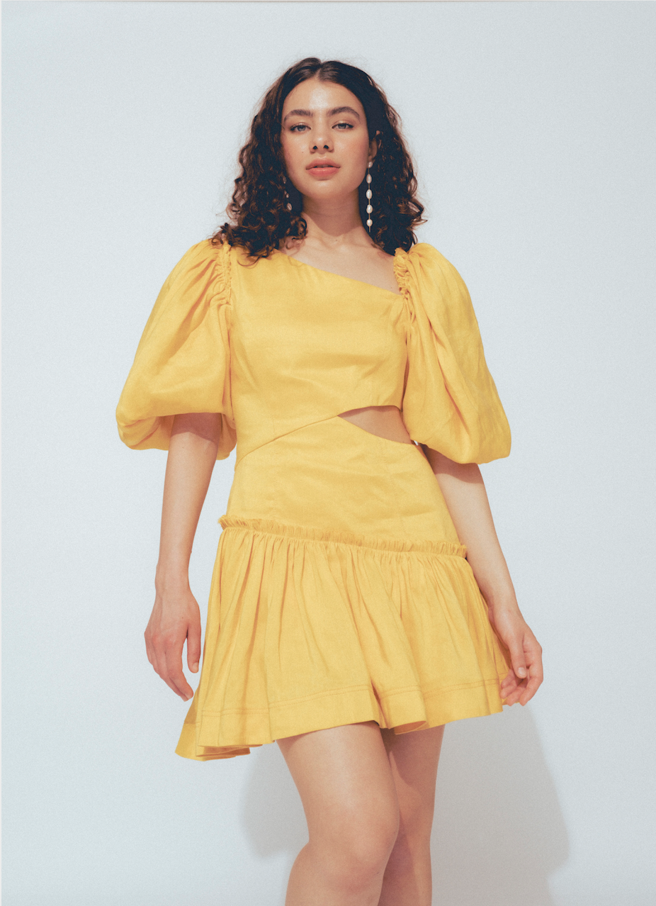Yellow Cutout Mini Dress